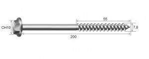 Haste Telha + Porca 5/16 x 200 R55mm Galvanizado Fogo - 10 peas